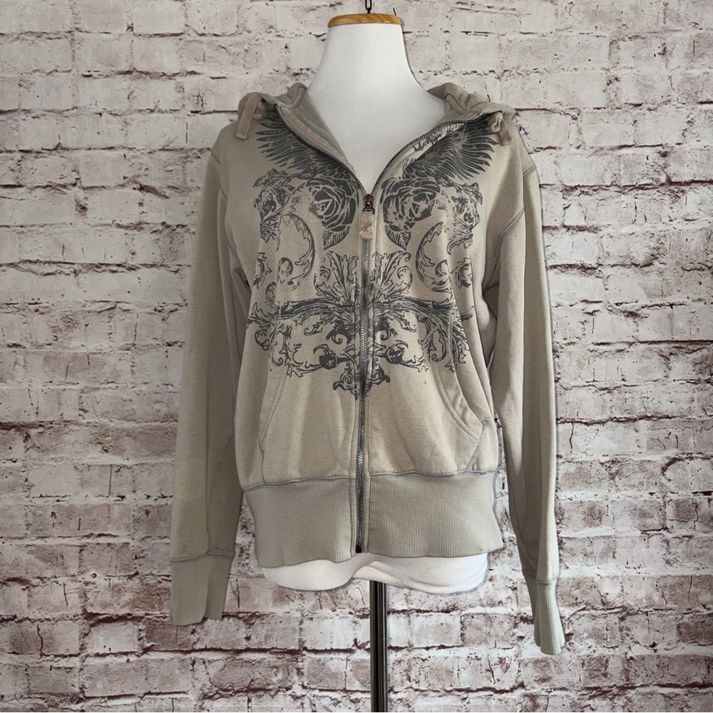 Bluenotes Tan Graphic Zip-Up Hoodie